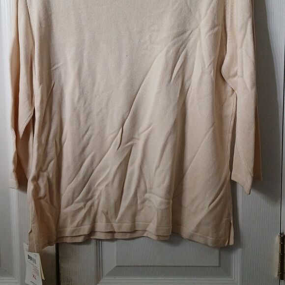 Emma James ivory silk and cashmere blend lightweight sweater Sz XL NWT - Picture 7 of 8